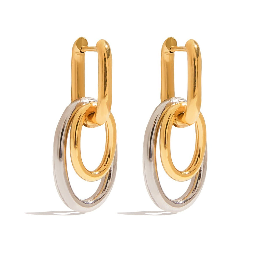 Anneaux Entrelacés Bicolore Earrings - 18k Gold Plated Jewelry Switzerland