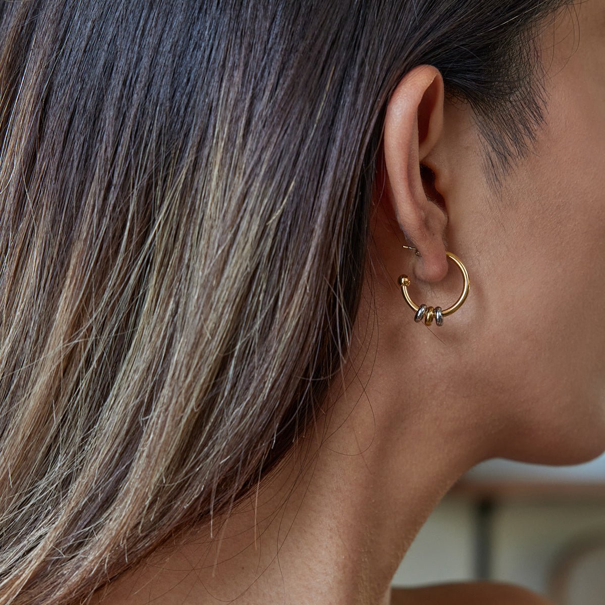 Anneaux Tricolores Hoops - 18k Gold Plated Jewelry Switzerland