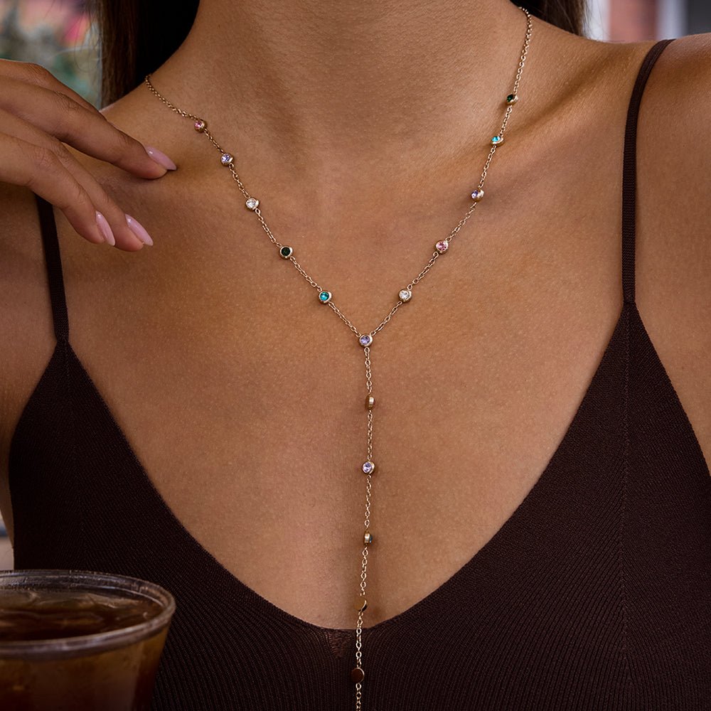 Arc - en - Ciel Filant Necklace - 18k Gold Plated Jewelry Switzerland