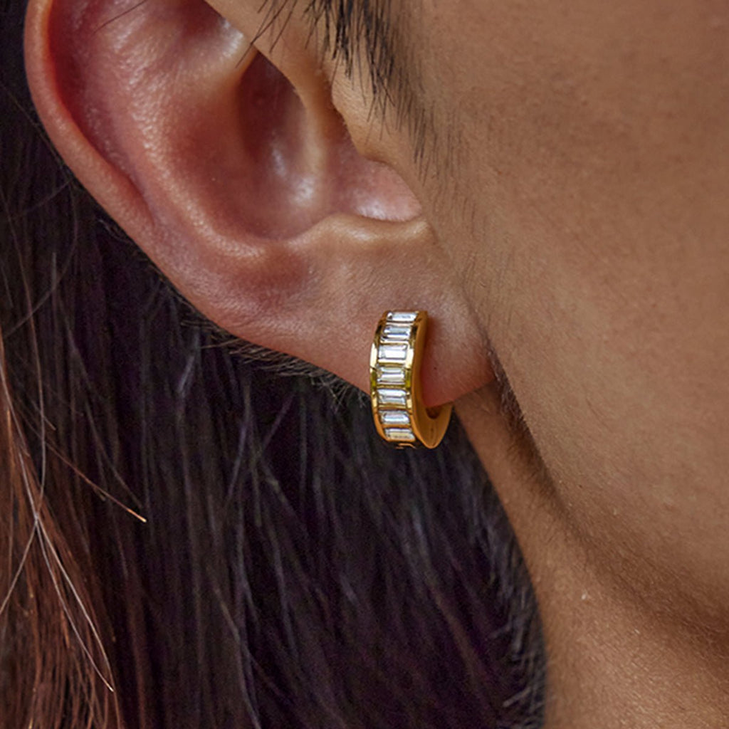 Baguettes d’Aurore Hoops - 18k Gold Plated Jewelry Switzerland