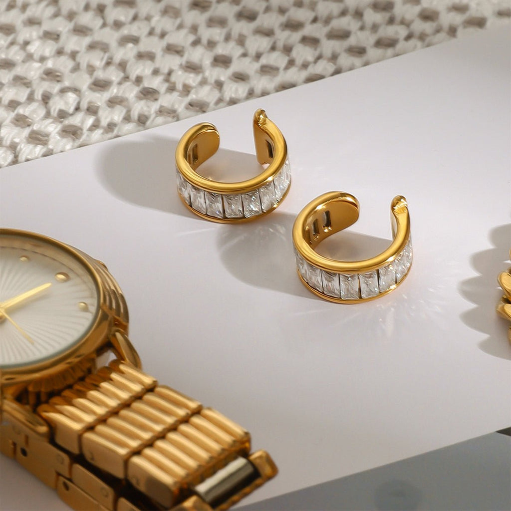 Baguettes Éternelles Earrings - 18k Gold Plated Jewelry Switzerland