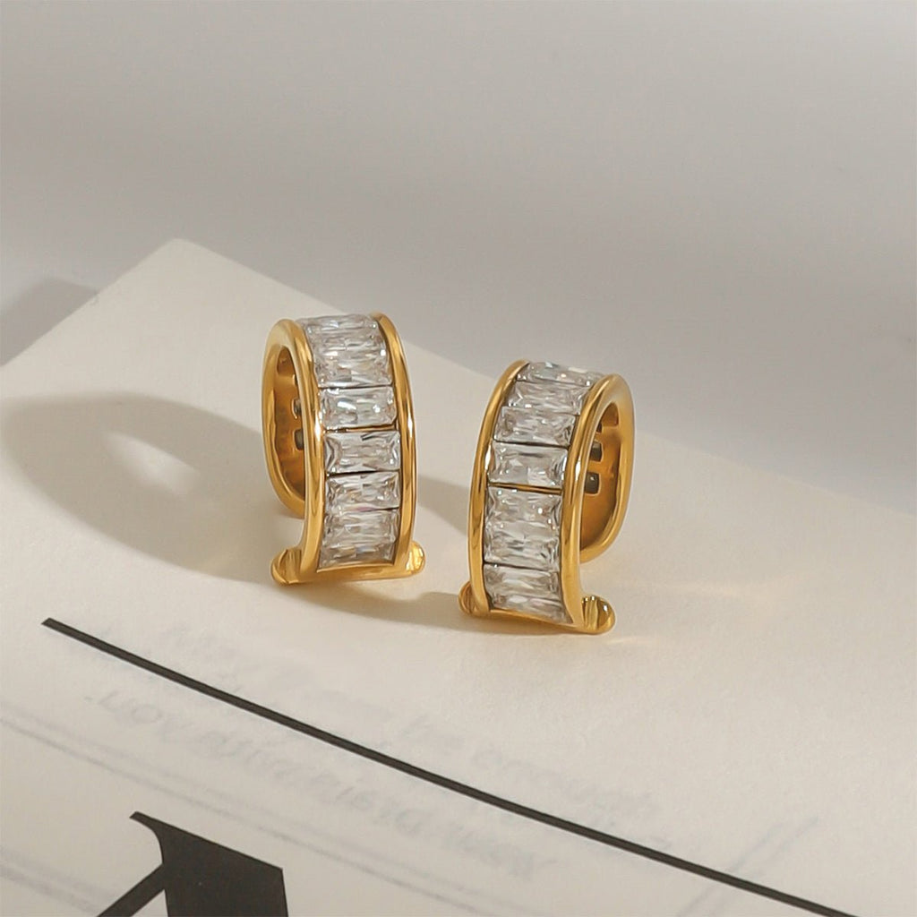 Baguettes Éternelles Earrings - 18k Gold Plated Jewelry Switzerland