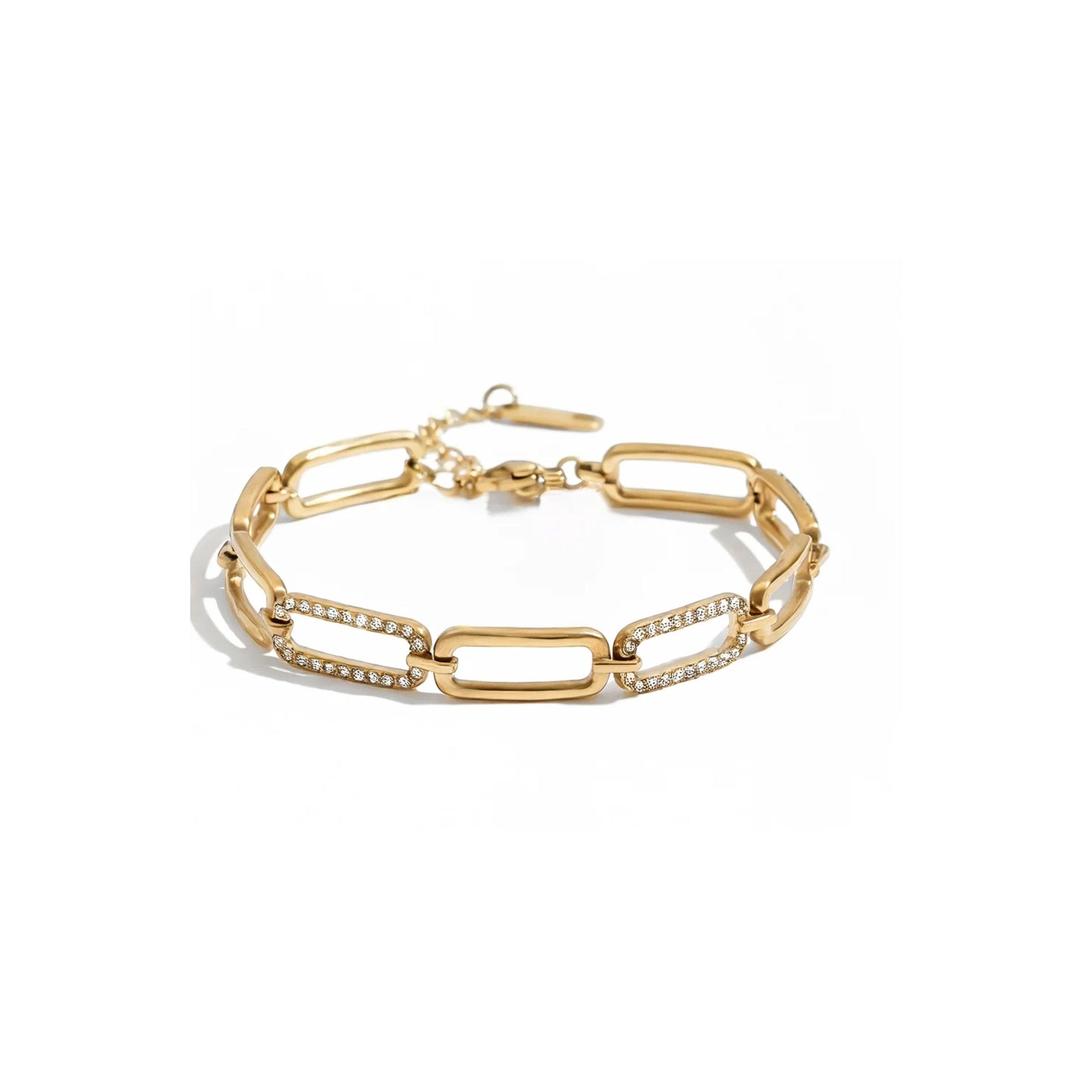 Chaîne Pavée d’Or Bracelet - 18k Gold Plated Jewelry Switzerland