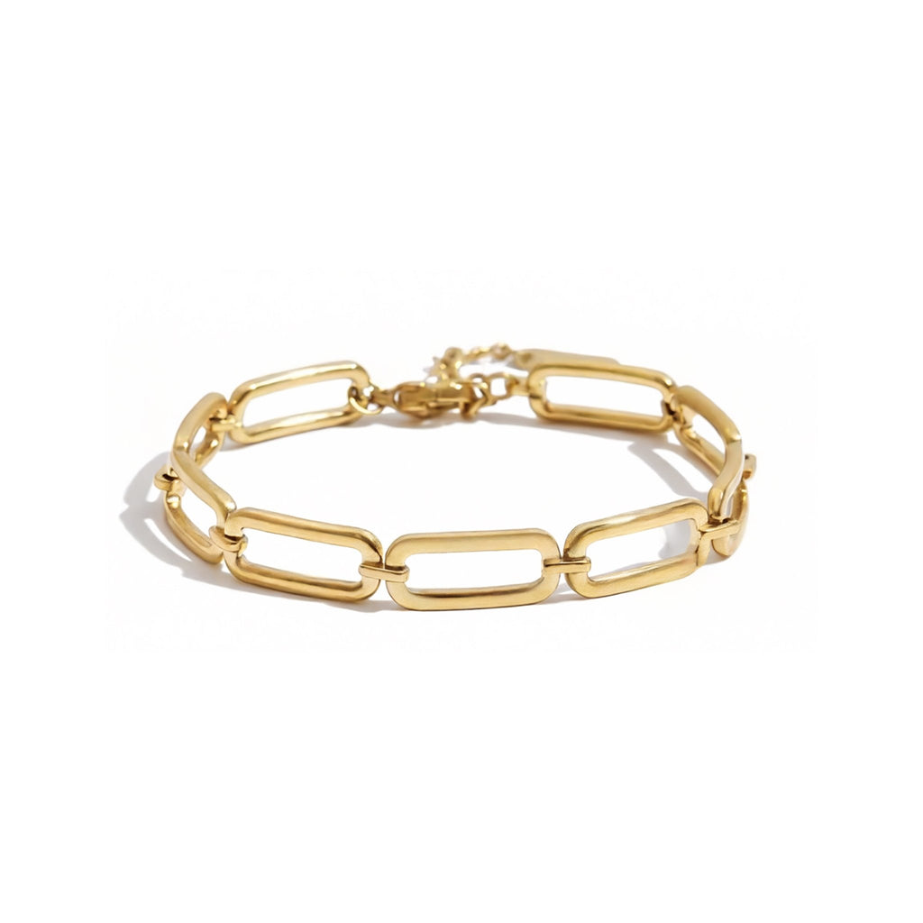Chaîne Rectangulaire d’Or Bracelet - 18k Gold Plated Jewelry Switzerland