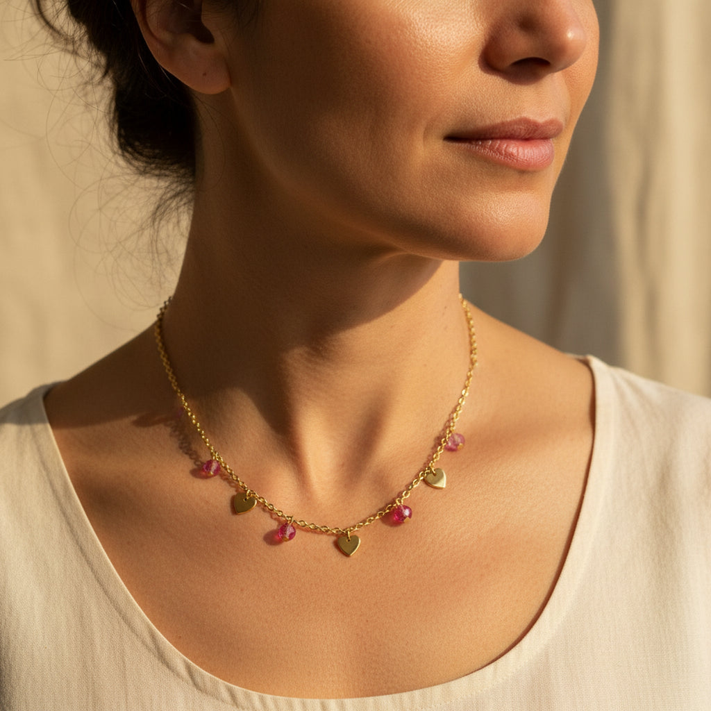 Coeurs Rosés Necklace - 18k Gold Plated Jewelry Switzerland