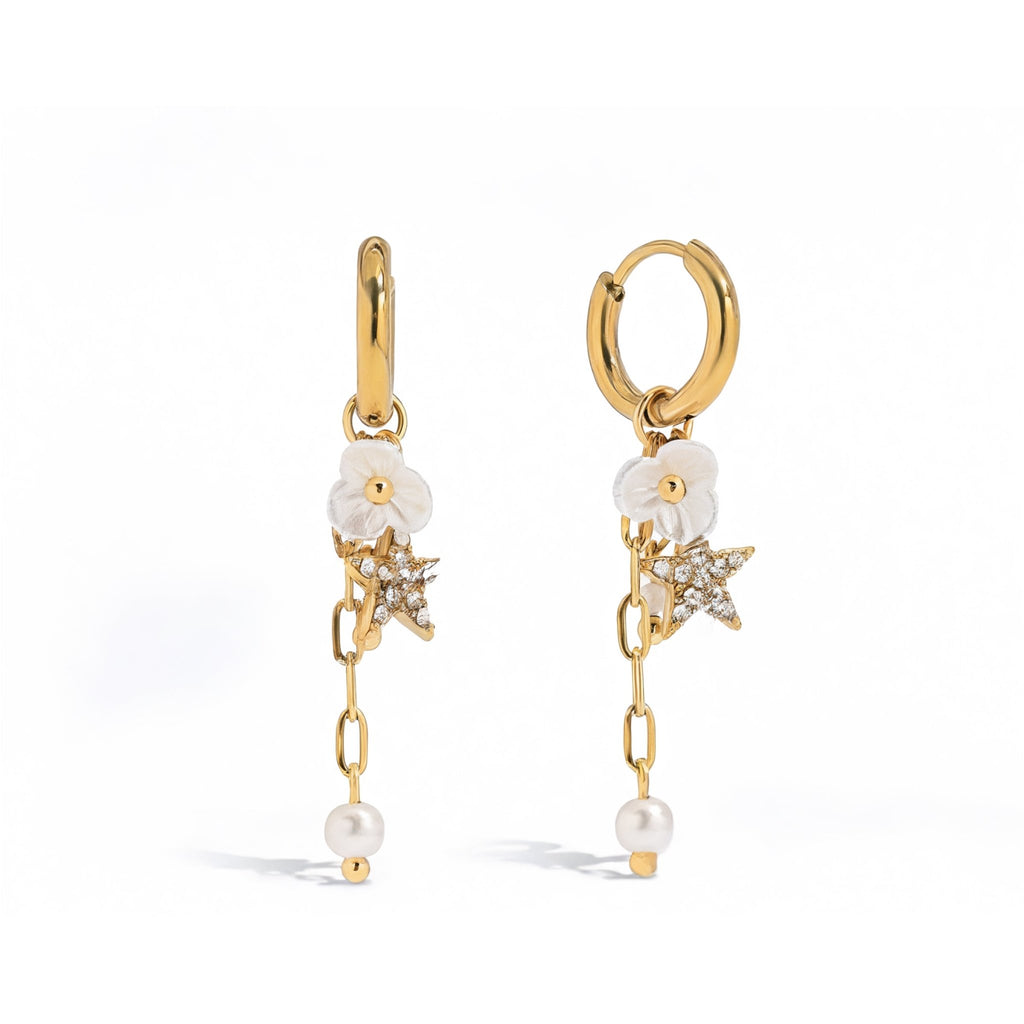 Constellation Florale Earrings - 18k Gold Plated Jewelry Switzerland