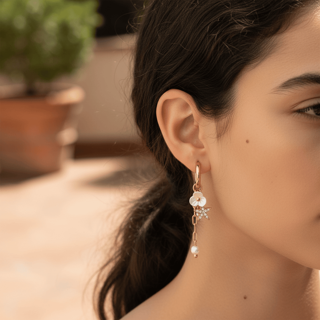 Constellation Florale Earrings - 18k Gold Plated Jewelry Switzerland