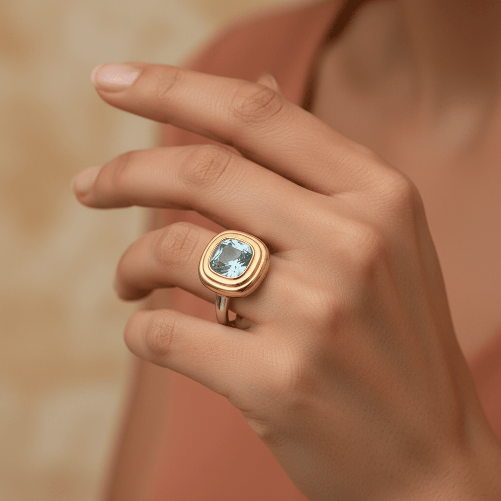 Coussin d’Océan Ring - 18k Gold Plated Jewelry Switzerland