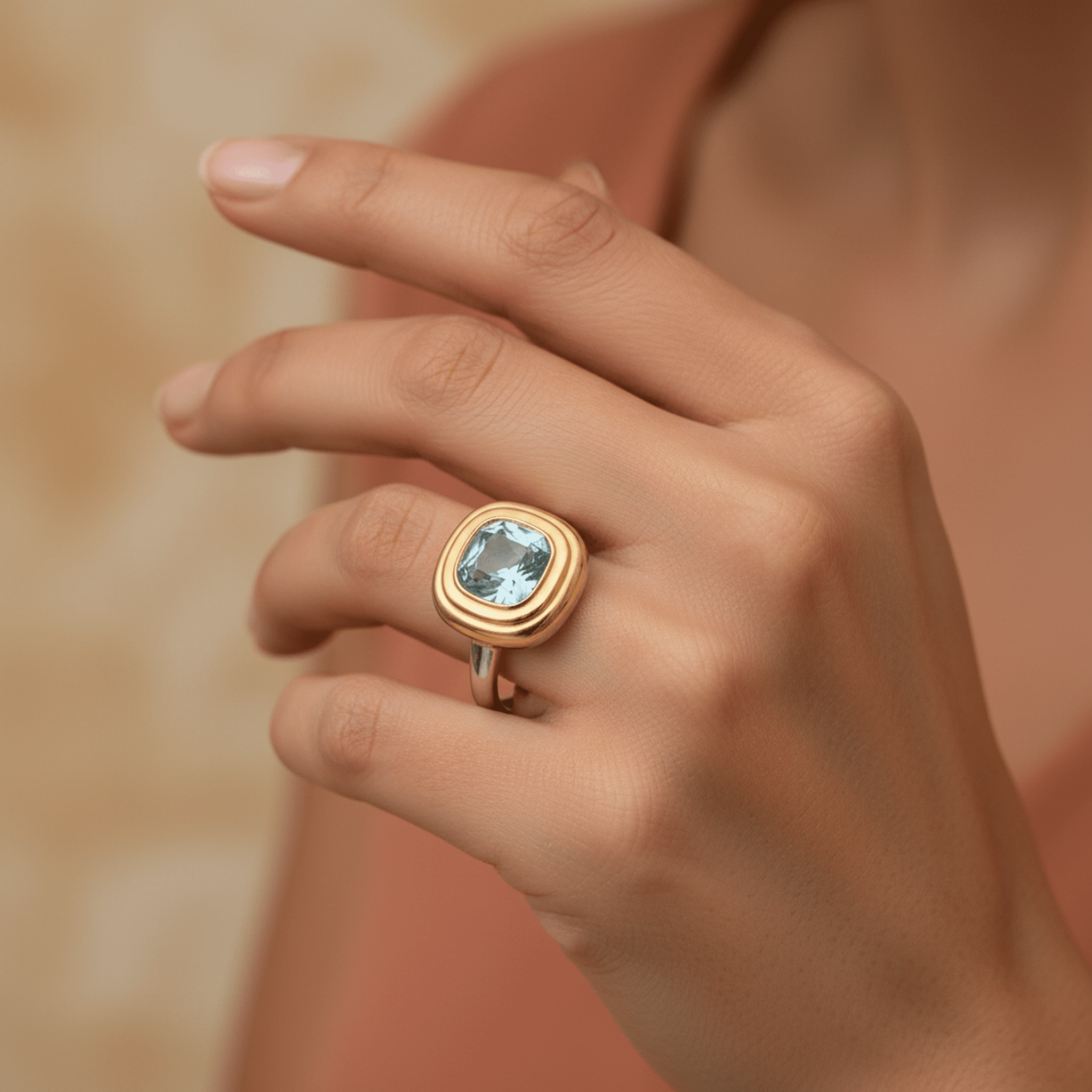 Coussin d’Océan Ring - 18k Gold Plated Jewelry Switzerland