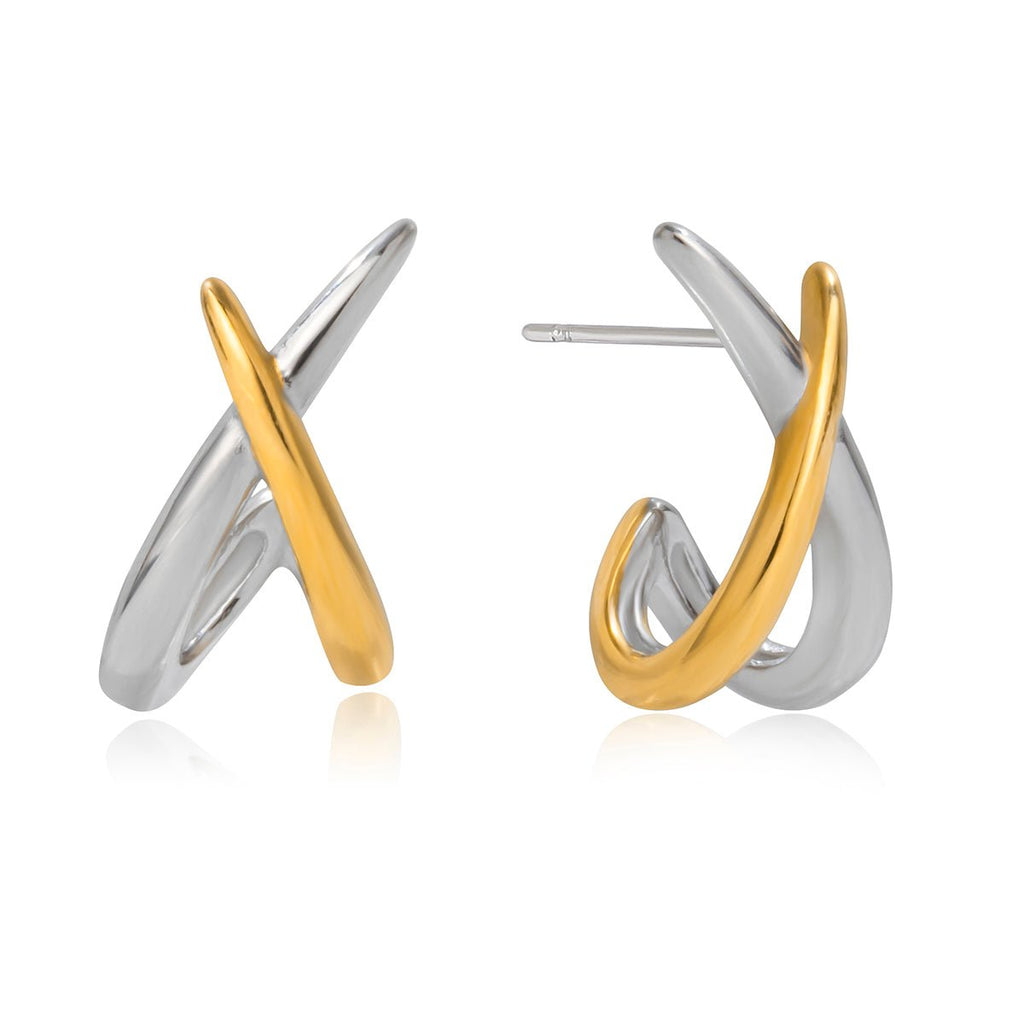 Croisée Bicolore Earrings - 18k Gold Plated Jewelry Switzerland
