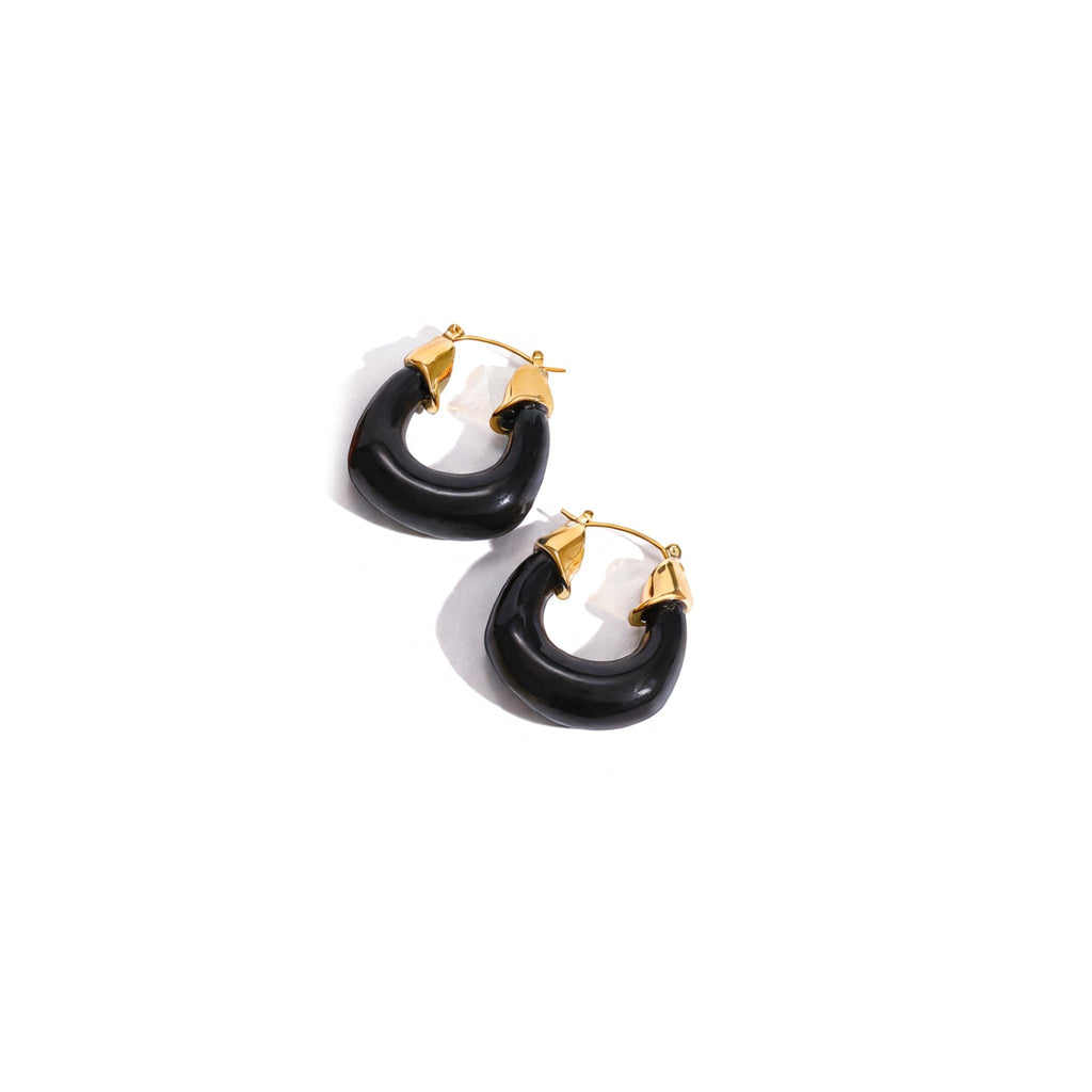 Croissants d’Onyx Earrings - 18k Gold Plated Jewelry Switzerland
