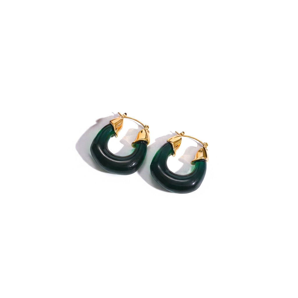 Croissants d’Onyx Earrings - 18k Gold Plated Jewelry Switzerland