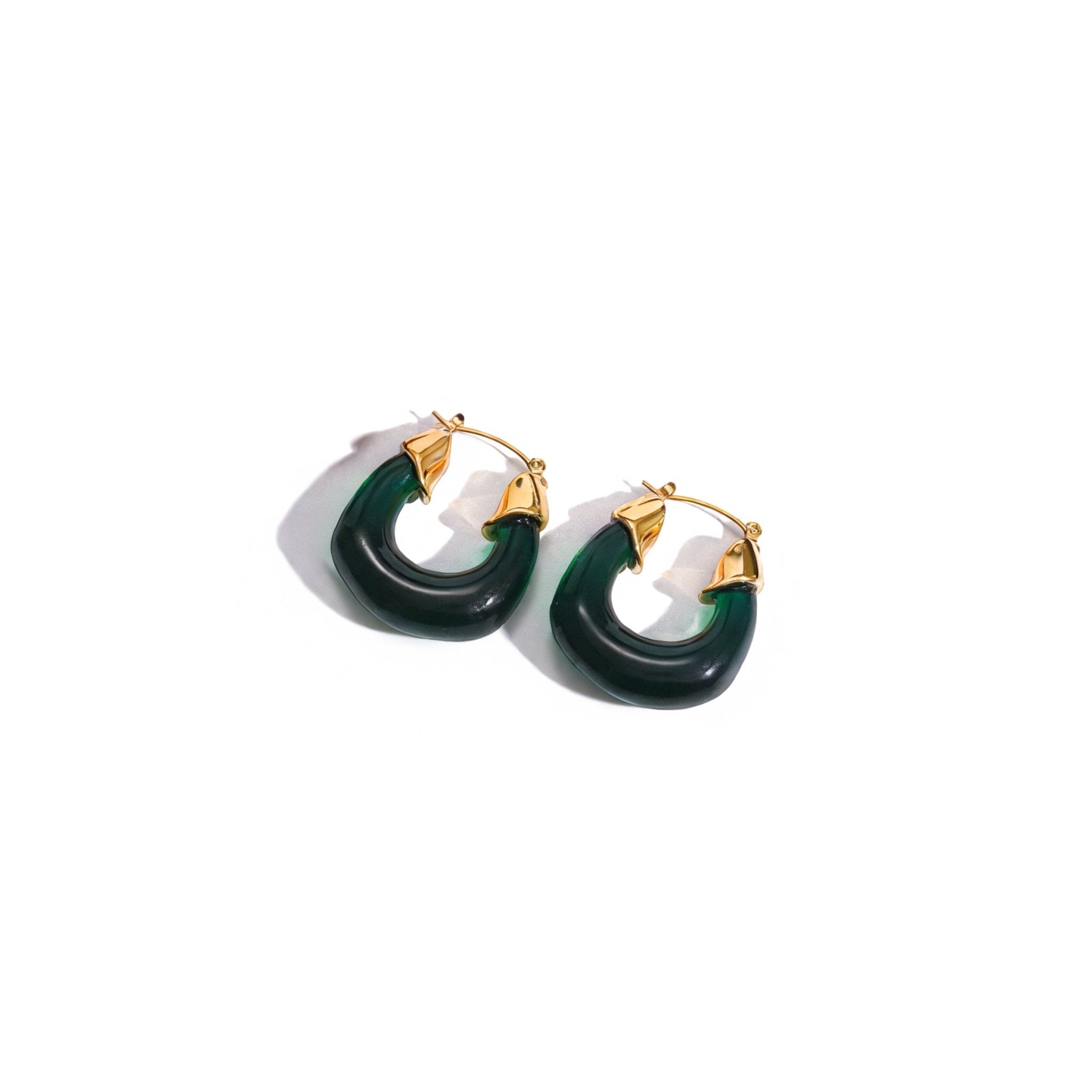 Croissants d’Onyx Earrings - 18k Gold Plated Jewelry Switzerland