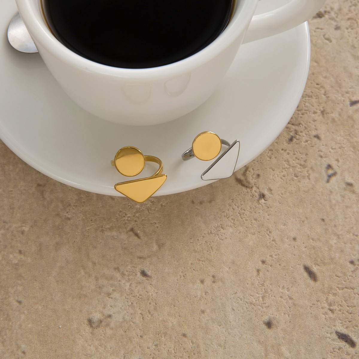 Disque et Cône Ring - 18k Gold Plated Jewelry Switzerland