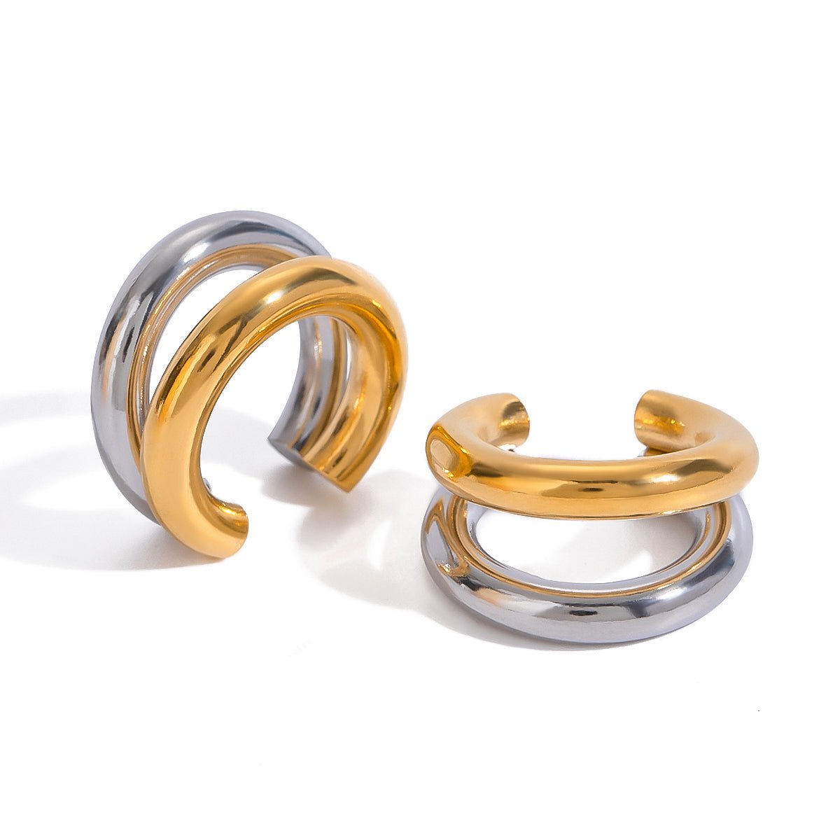 Double Anneau Étreinte Earrings - 18k Gold Plated Jewelry Switzerland