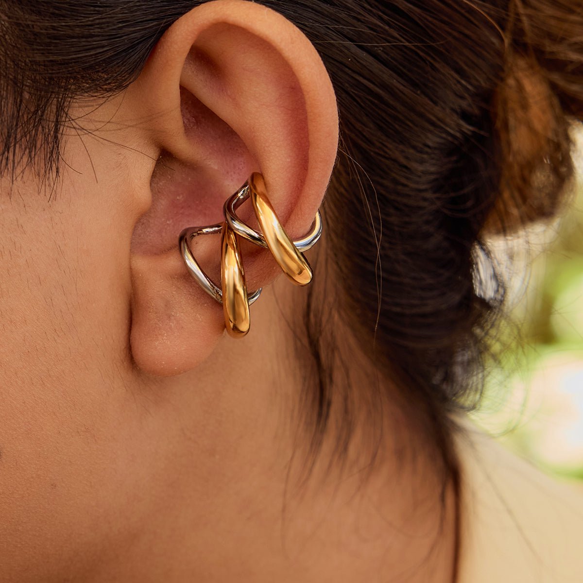 Duo Bicolore Ear Cuffs - 18k Gold Plated Jewelry Switzerland