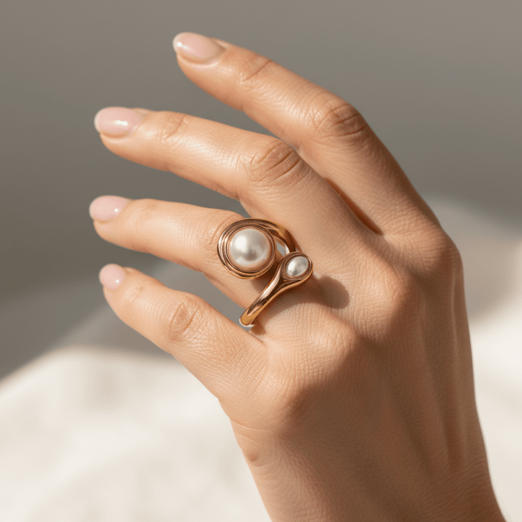 Duo de Perles Ring - 18k Gold Plated Jewelry Switzerland