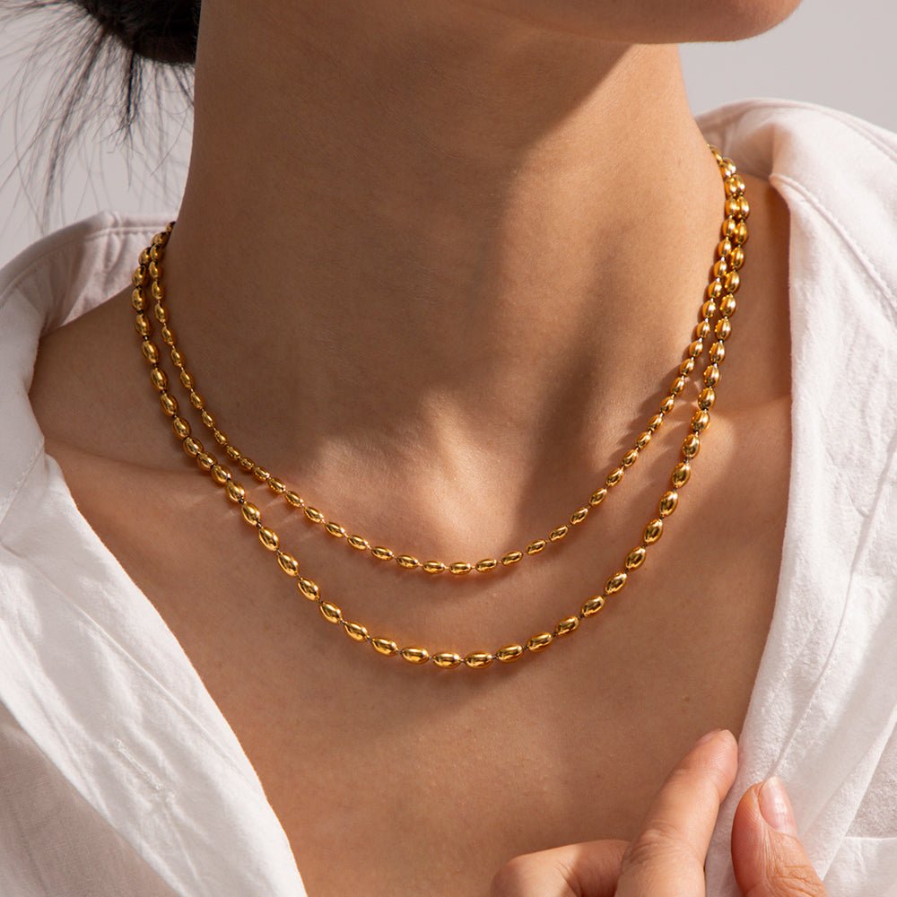 Duo Grains d’Or Necklace - 18k Gold Plated Jewelry Switzerland