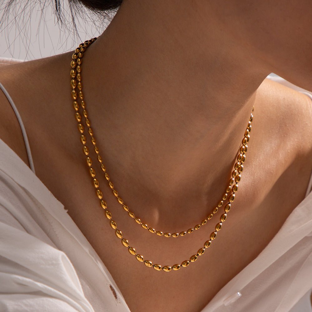 Duo Grains d’Or Necklace - 18k Gold Plated Jewelry Switzerland