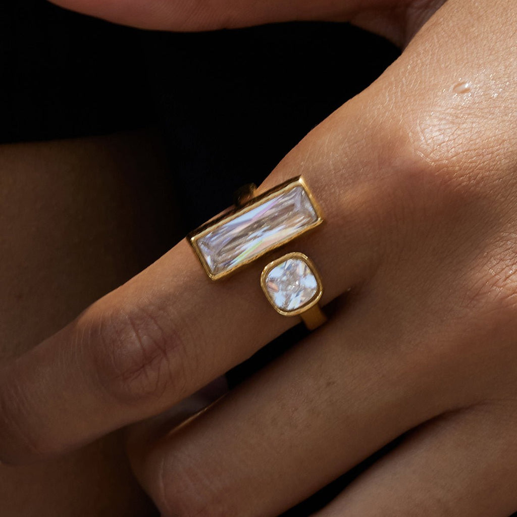 Duo Irrégulier Ring - 18k Gold Plated Jewelry Switzerland