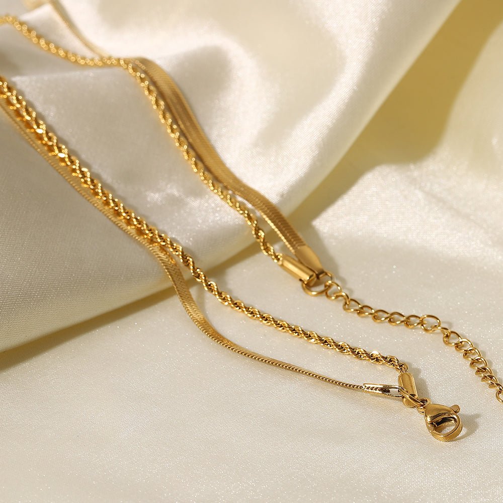Duo Torsadé Necklace - 18k Gold Plated Jewelry Switzerland
