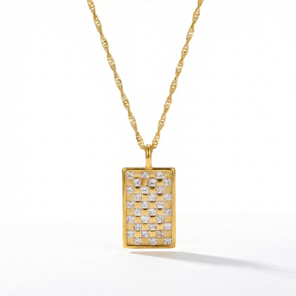 Échiquier d’Or Mckella Necklace - 18k Gold Plated Jewelry Switzerland