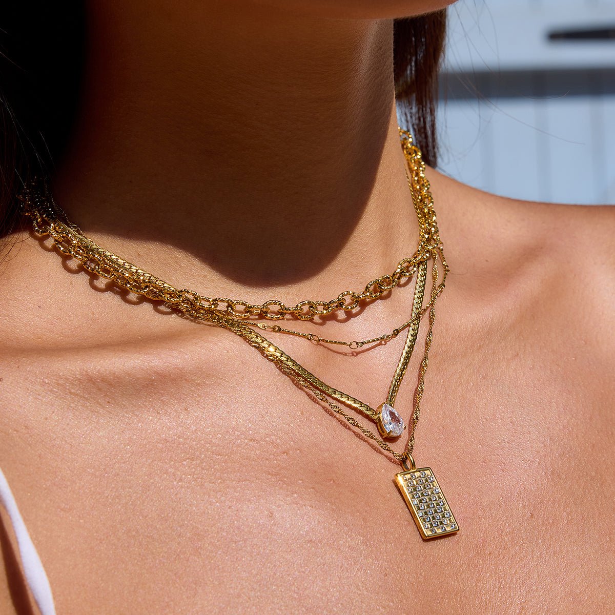 Échiquier d’Or Necklace - 18k Gold Plated Jewelry Switzerland