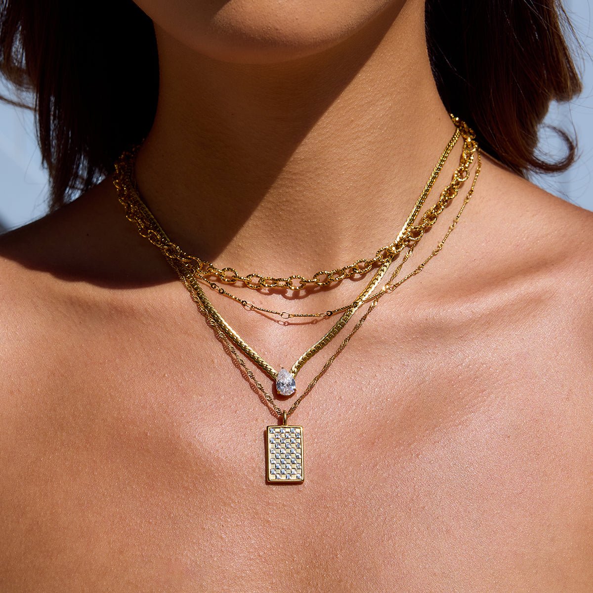 Échiquier d’Or Necklace - 18k Gold Plated Jewelry Switzerland