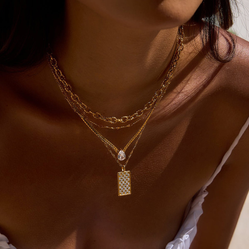 Échiquier d’Or Necklace - 18k Gold Plated Jewelry Switzerland