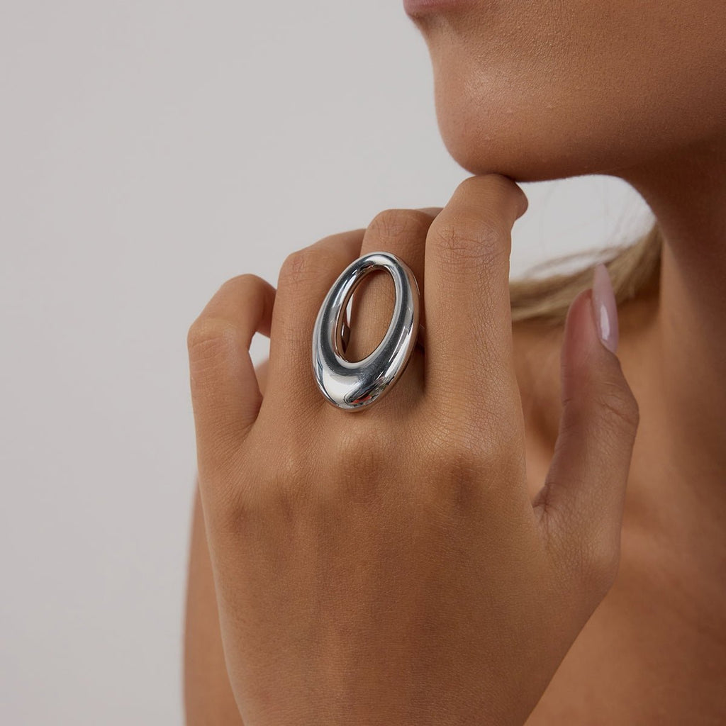 Ellipse d’Argent Ring - 18k Gold Plated Jewelry Switzerland