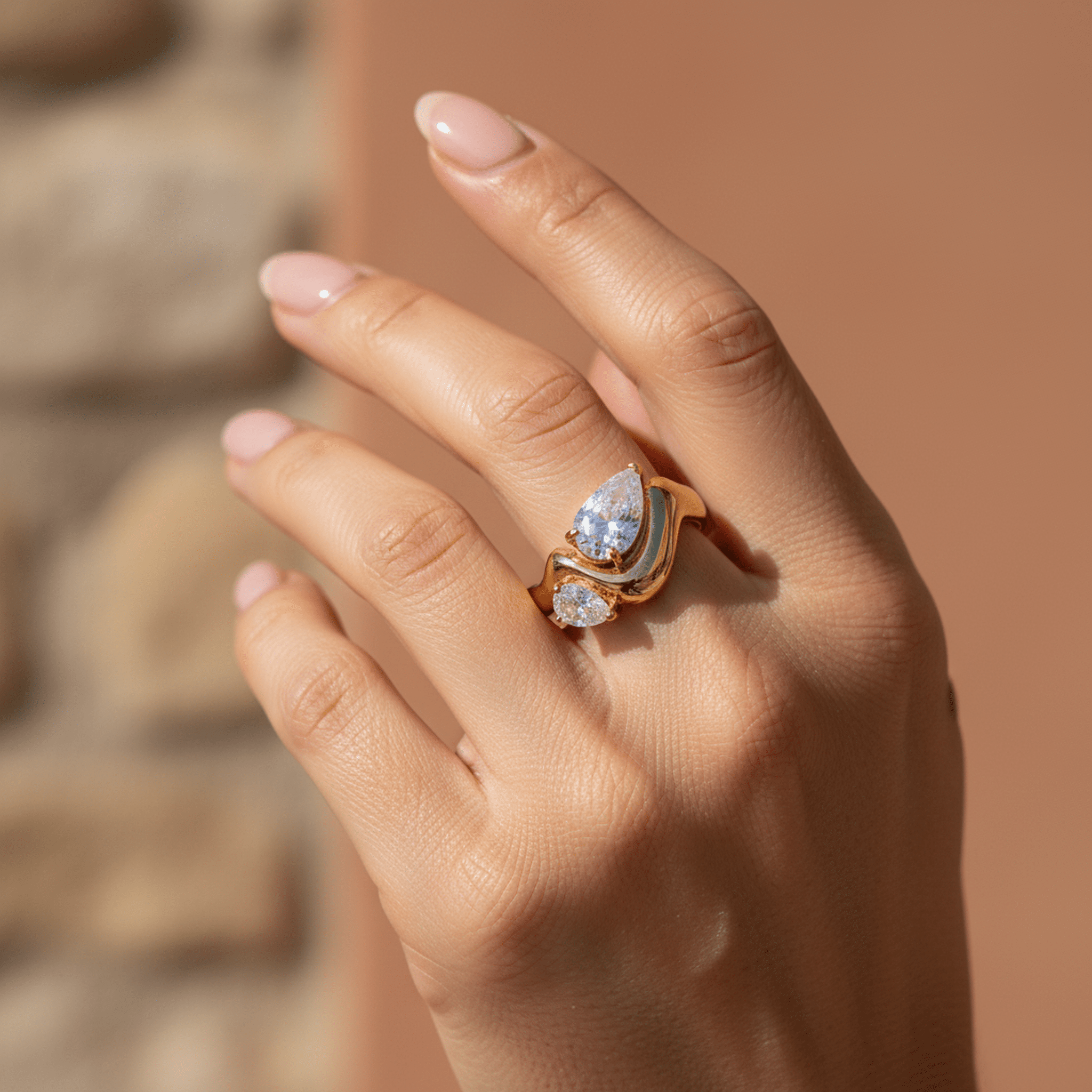 Embrace de Gouttes Ring - 18k Gold Plated Jewelry Switzerland