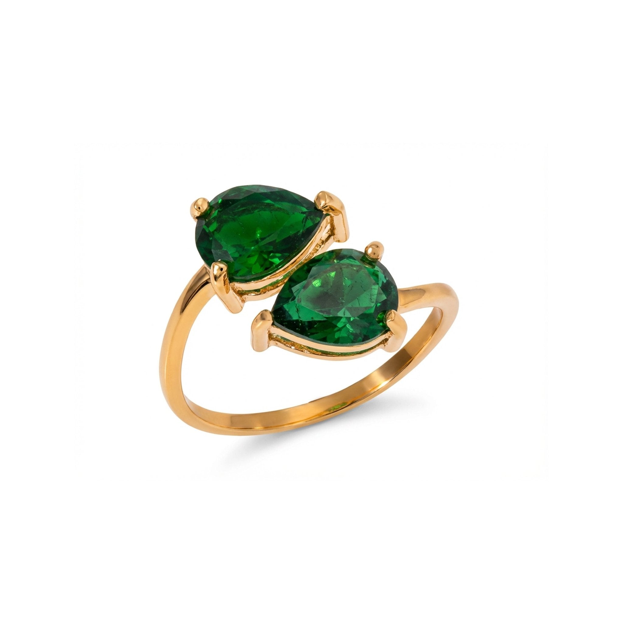 Émeraude Jumelle Ring - 18k Gold Plated Jewelry Switzerland
