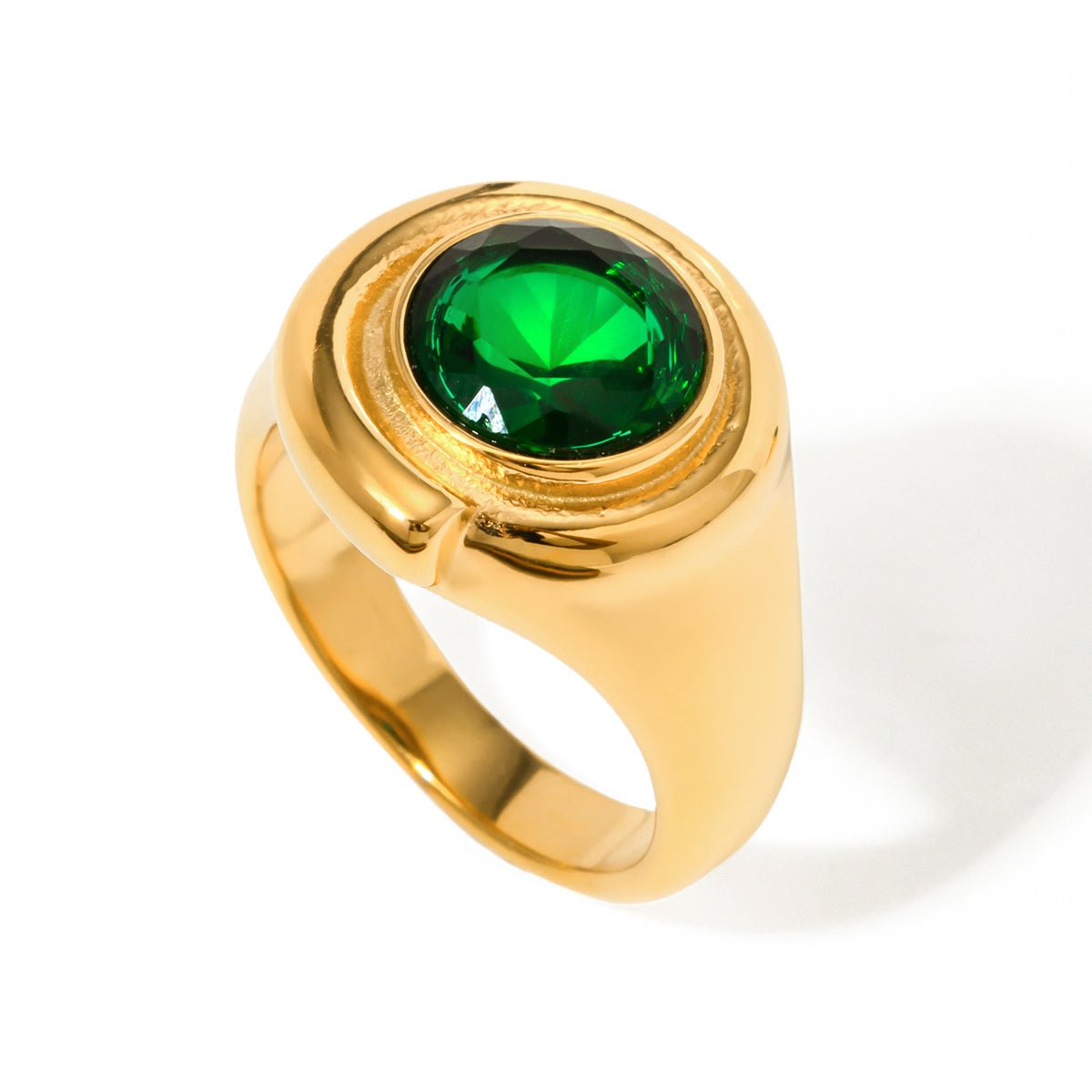 Émeraude Solitaire Ring - 18k Gold Plated Jewelry Switzerland