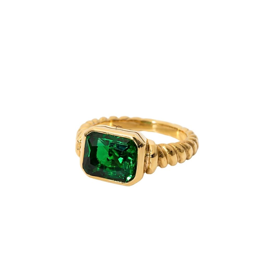 Émeraude Torsadée Ring - 18k Gold Plated Jewelry Switzerland