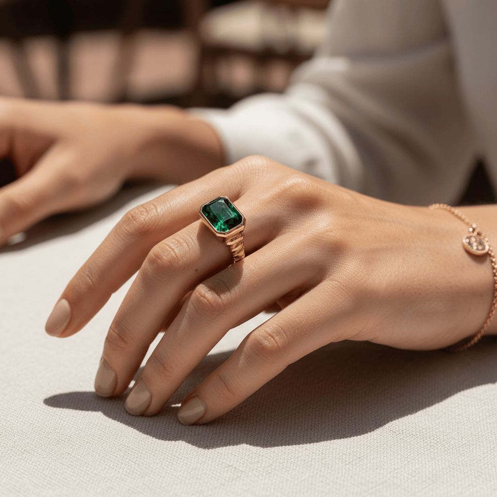 Émeraude Torsadée Ring - 18k Gold Plated Jewelry Switzerland