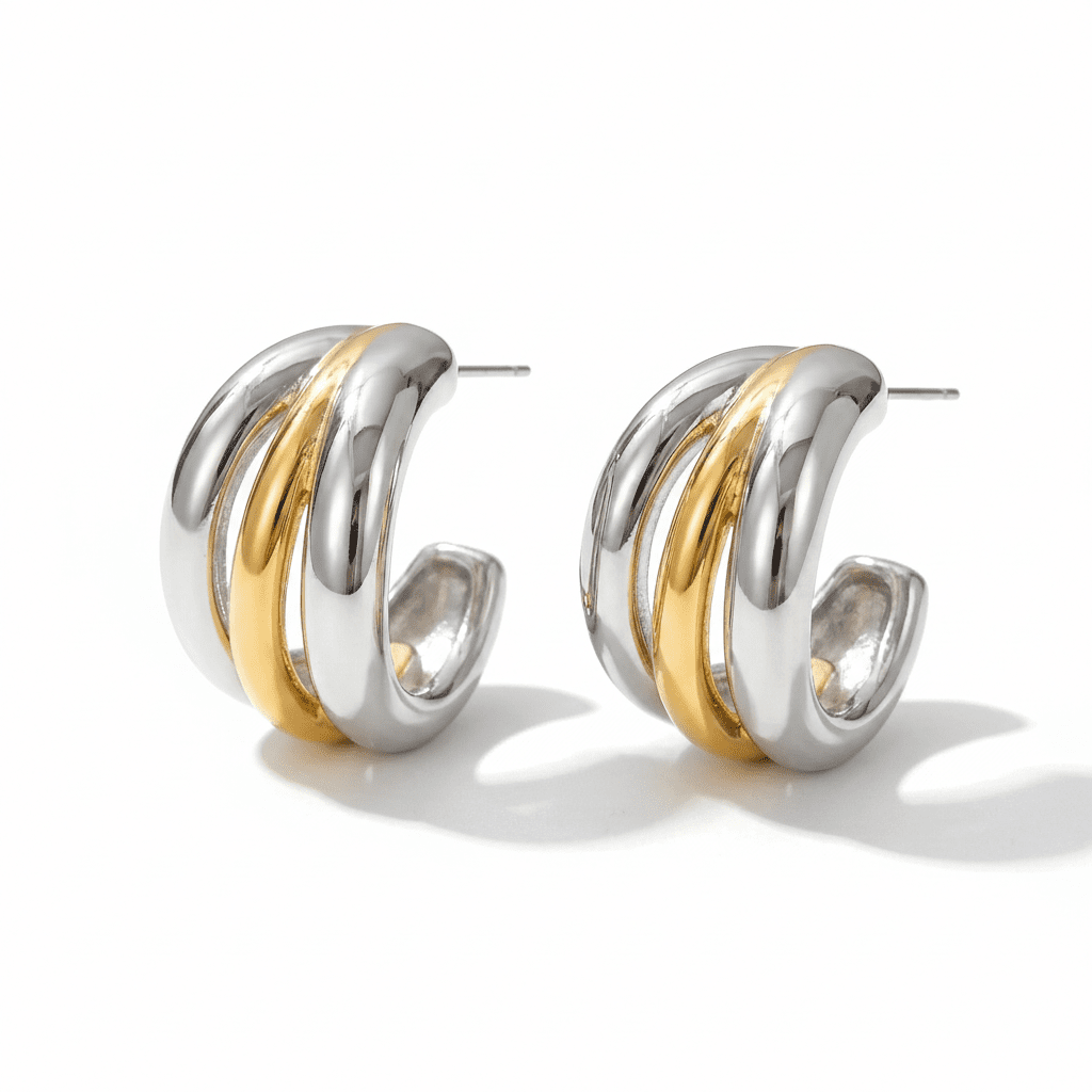Entrelacs Bicolore Mckella Ear Cuffs - 18k Gold Plated Jewelry Switzerland