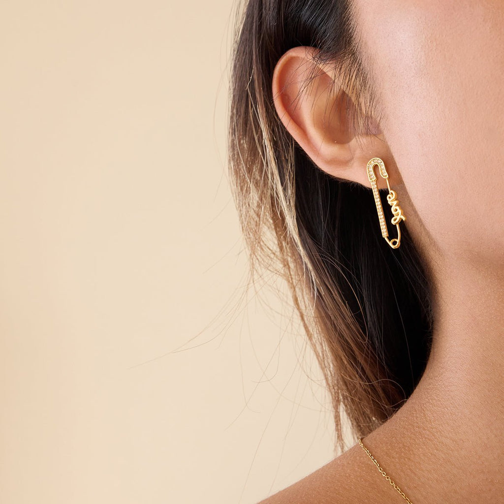 Épingle Monogramme Earrings - 18k Gold Plated Jewelry Switzerland