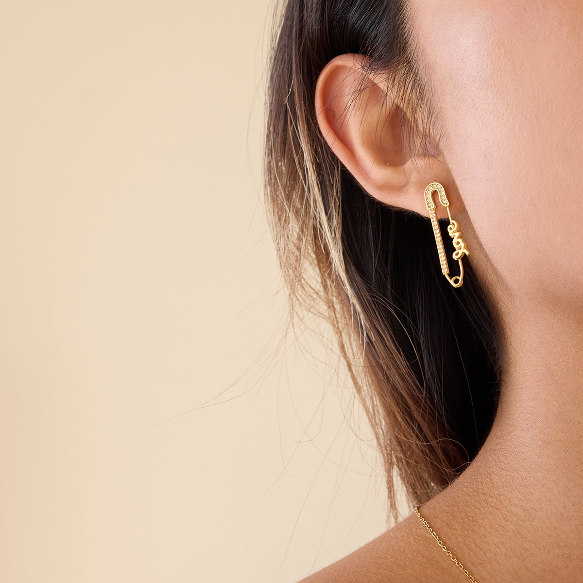 Épingle Monogramme Earrings - 18k Gold Plated Jewelry Switzerland