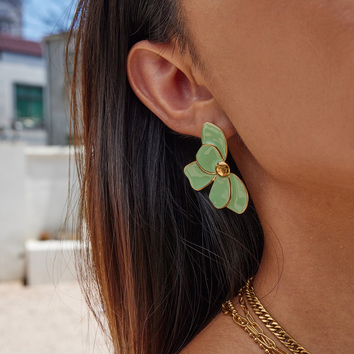 Fleur de Pistache Earrings - 18k Gold Plated Jewelry Switzerland