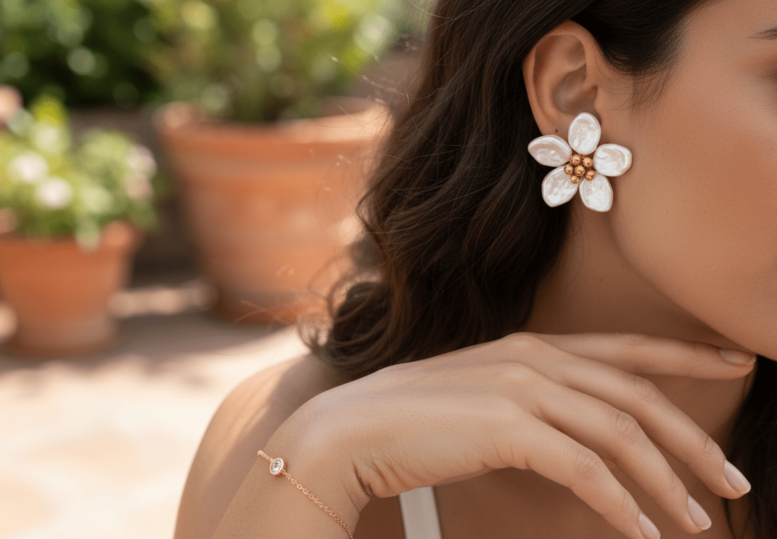 Fleur d’Ivoire Earrings - 18k Gold Plated Jewelry Switzerland