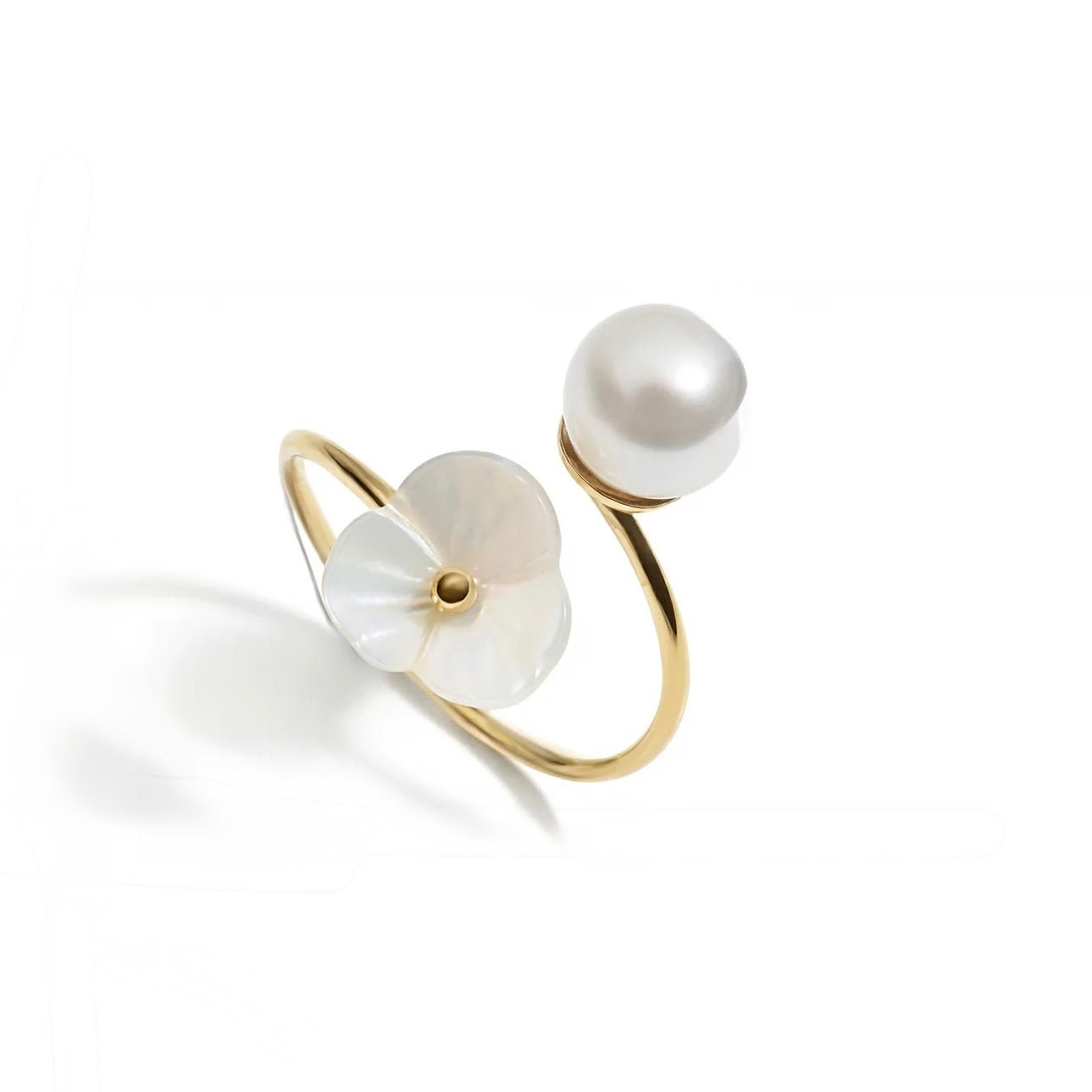 Fleur et Perle Ring - 18k Gold Plated Jewelry Switzerland