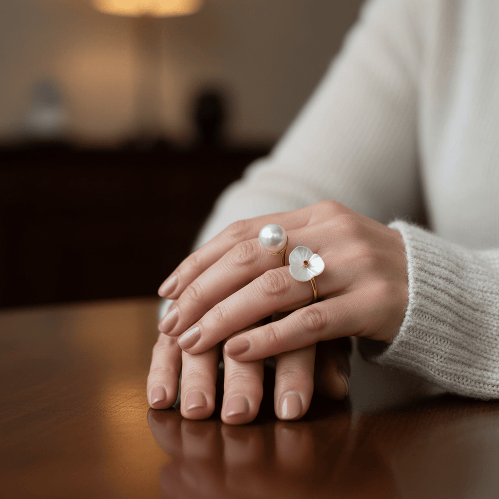 Fleur et Sphère Ring - 18k Gold Plated Jewelry Switzerland