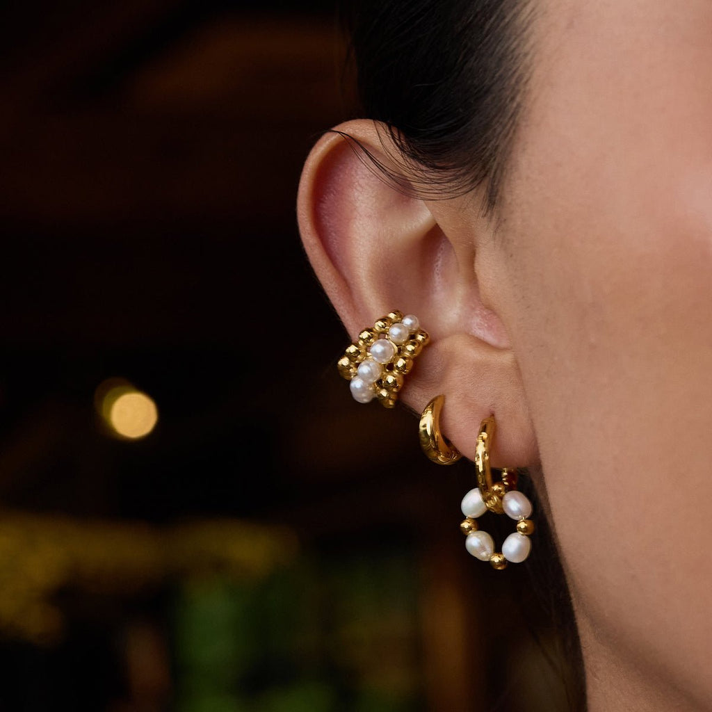 Guirlande Perlé Hoops - 18k Gold Plated Jewelry Switzerland