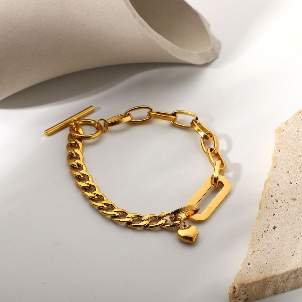 Lien Cœur Marinière Bracelet - 18k Gold Plated Jewelry Switzerland