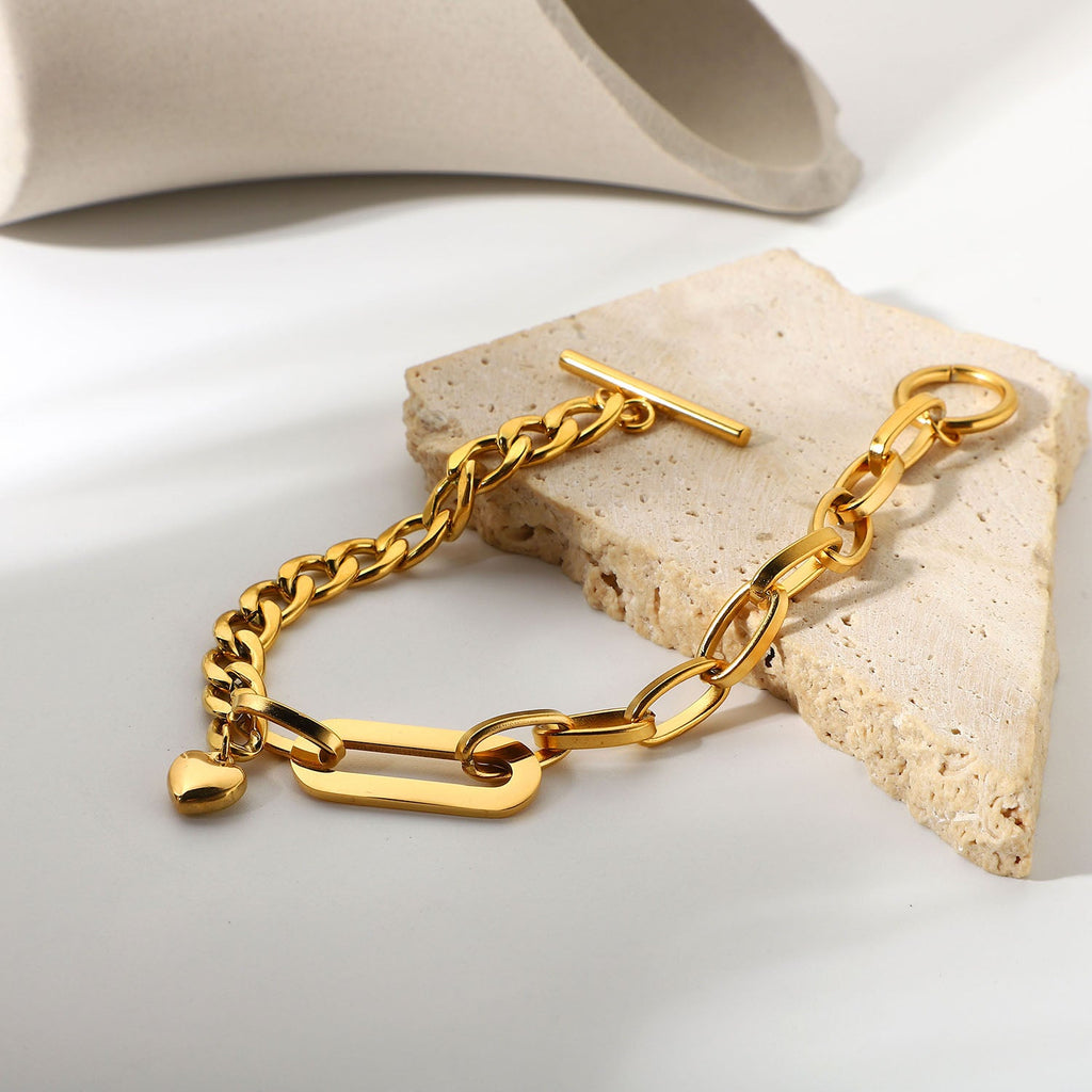 Lien Cœur Marinière Bracelet - 18k Gold Plated Jewelry Switzerland