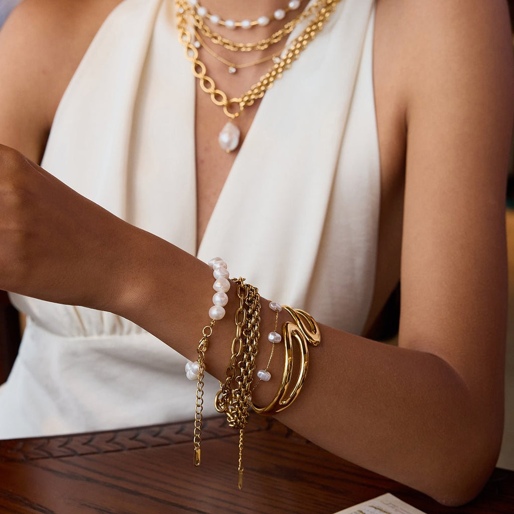 Lien Perlé d’Or Bracelet - 18k Gold Plated Jewelry Switzerland