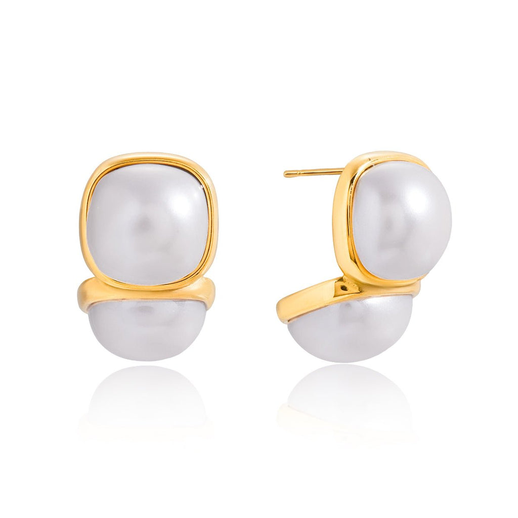 Lune de Nacre Earrings - 18k Gold Plated Jewelry Switzerland