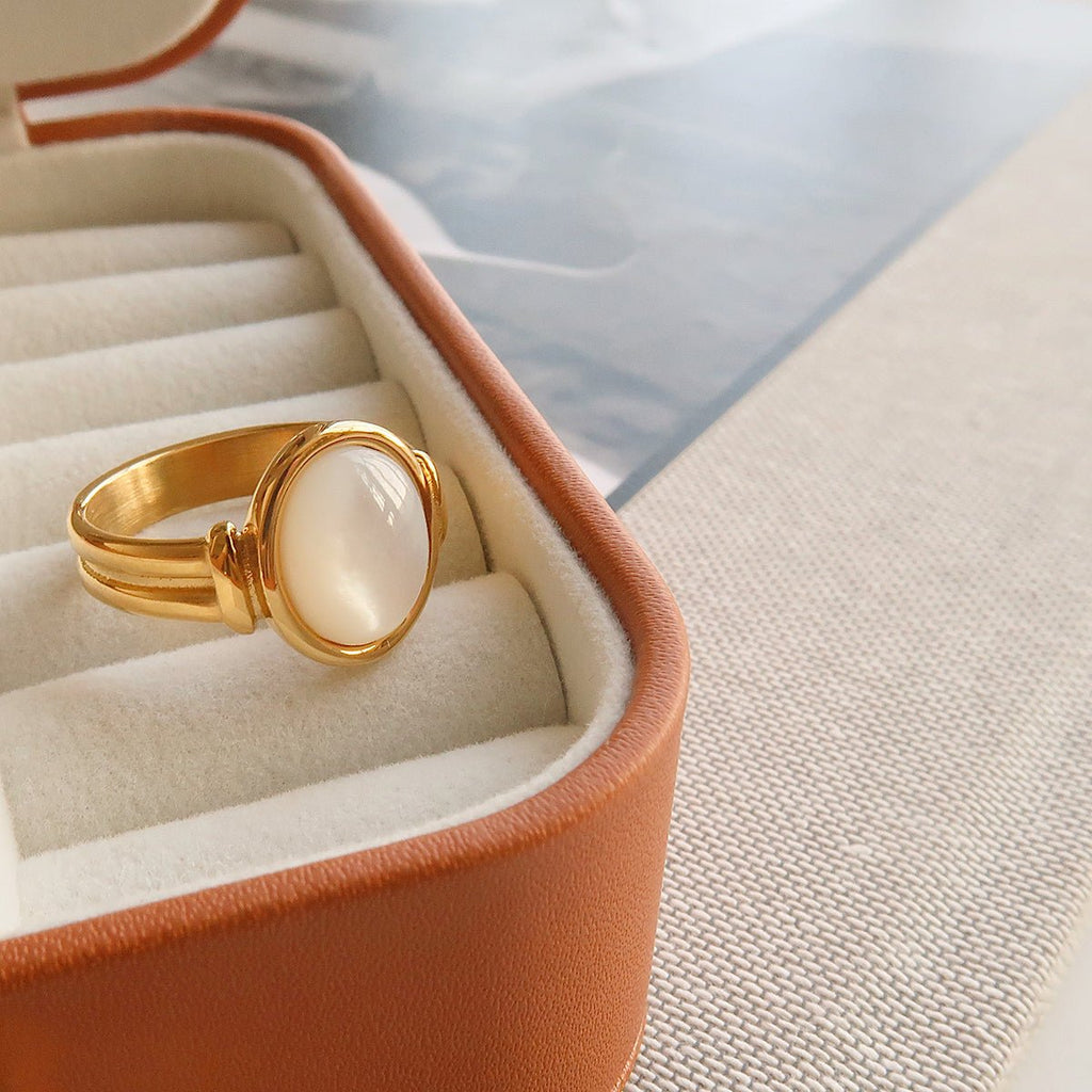 Lune de Nacre Ring - 18k Gold Plated Jewelry Switzerland