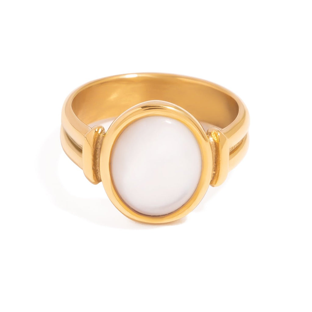 Lune de Nacre Ring - 18k Gold Plated Jewelry Switzerland