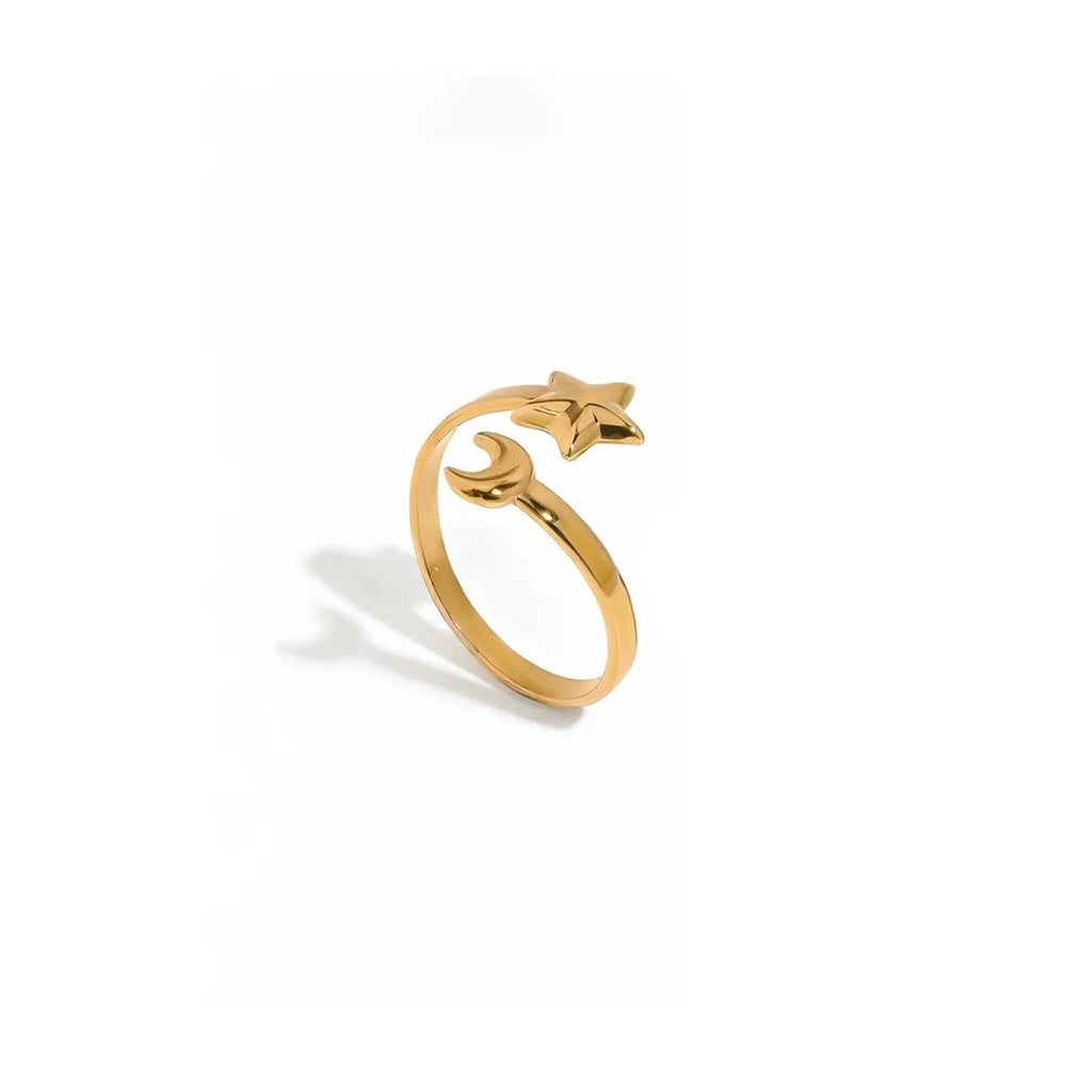 Lune et Étoile Ring - 18k Gold Plated Jewelry Switzerland